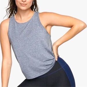 Outdoor Voices Heather Blue Racerback ‘Doing Things’ Tank Top large